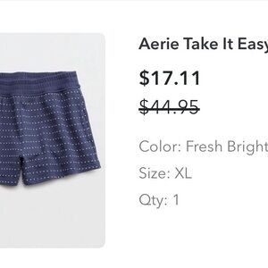 Aerie Navy Dot Take It Easy Shorts